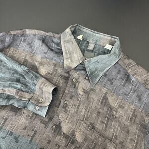 Haupt Shirt Mens XXL 46/18 Patterned Button Down Long Sleeve Germany Made